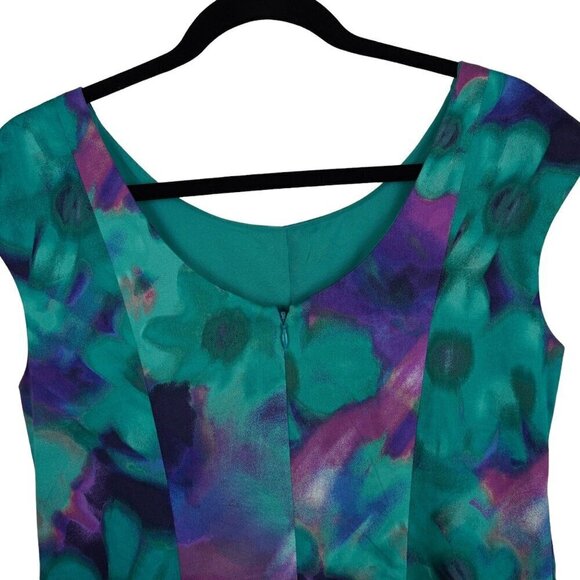 EUC Eliza J Silk Fit and Flare Dress Pleated Sleeveless Sz10 - Picture 5 of 7